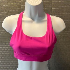 Pink Unlined Cross-Woven Sports Bra